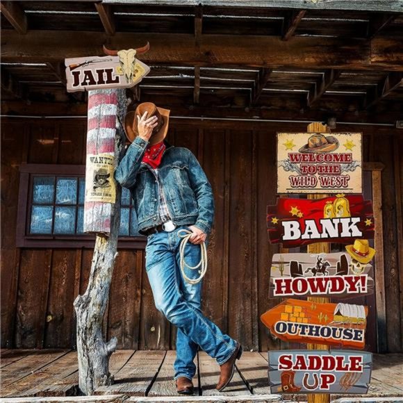 20 Pieces Western Party Directional Sign Western Cowboy Theme Wild West Party - Picture 6 of 7